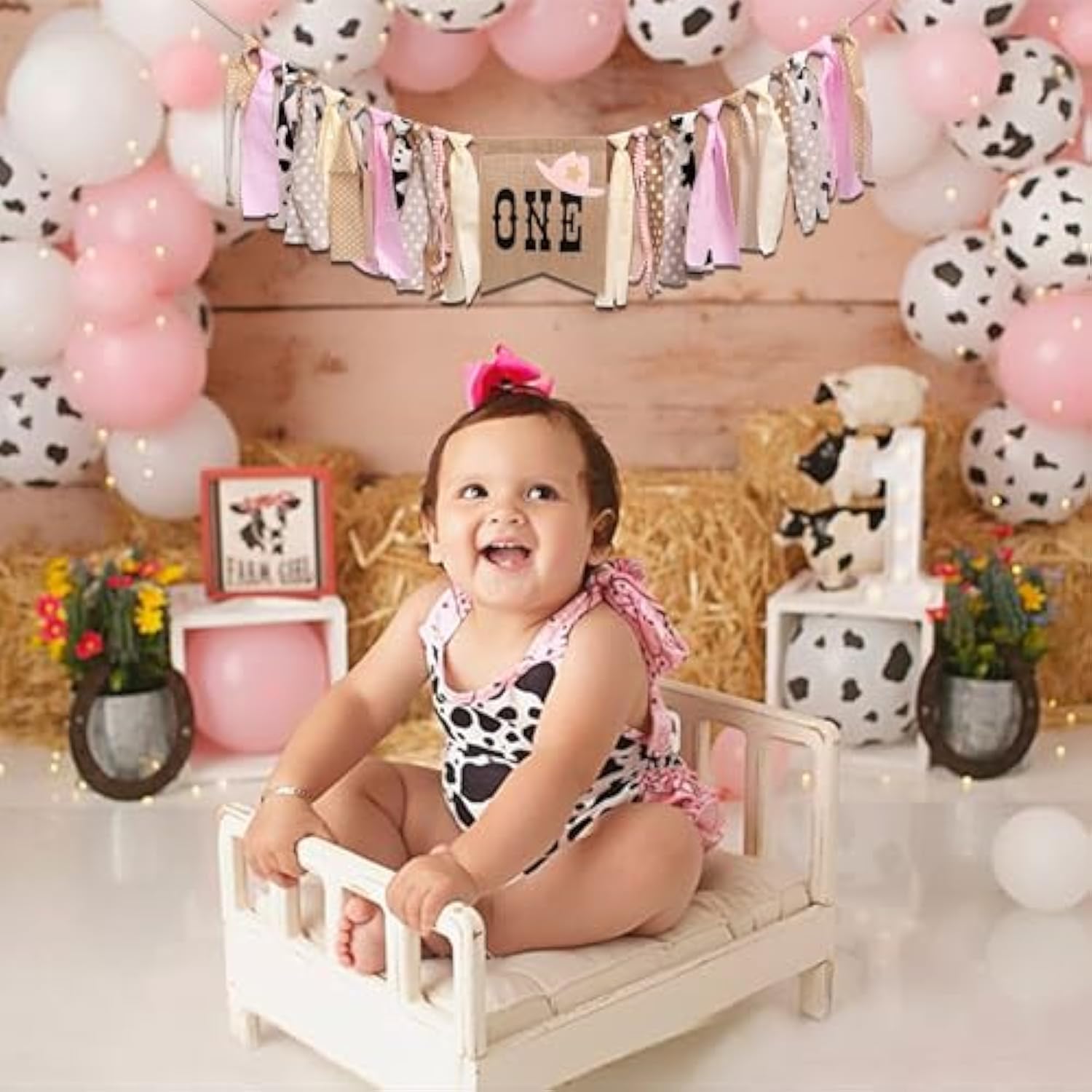 Cowgirl Highchair Banner 1St Birthday - My First Rodeo High Chair Banner, First Rodeo Birthday Decorations Party Supplies For Party, Anniversary, Photo Props... (Pink)