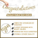 Pre-Strung Congratulations Banner, 2026 Graduation Banners, Class of 2026 Black Gold Glitter Congrats Grad Party Decor College High School Graduation Party (NO-DIY)
