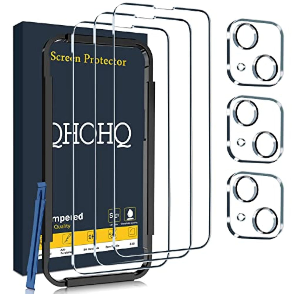 3 Pack Screen Protector & Camera Lens Protector for iPhone 14/13 [6.1"], 9H Hardness