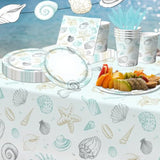 Seashell Beach Theme Party Decorations-142Pcs Beach Seashell Plates And Napkins Ocean Nautical Theme Plates Tableware Seashell Tablecloth For Summer Bash Beach Wedding Birthday Party Supplies