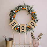 2Pcs Pre Strung Happy Halloween Banners Rustic Burlap Boo Felt Pom Pom Garland Decor