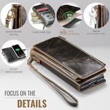 Wallet Case Compatible With Samsung Galaxy Z Fold 5 With Rfid Blocking Card Holder & S Pen Holder Slot Pu Leather Magnetic Snap Flip Zipper Strap Phone Case Fit For Galaxy Z Fold 5, Coffee