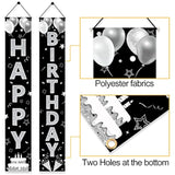 Black Silver Happy Birthday Party Supplies, Porch Sign & Backdrop Decor For Men Women, 16Th To 90Th Birthdays