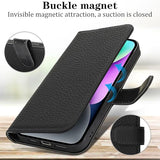 Case for iPhone 14/13 6.1" Genuine Leather Wallet Case with 4 Card Slot, RFID Blocking Card Holder Magnetic Flip Folio Kickstand Shockproof Phone