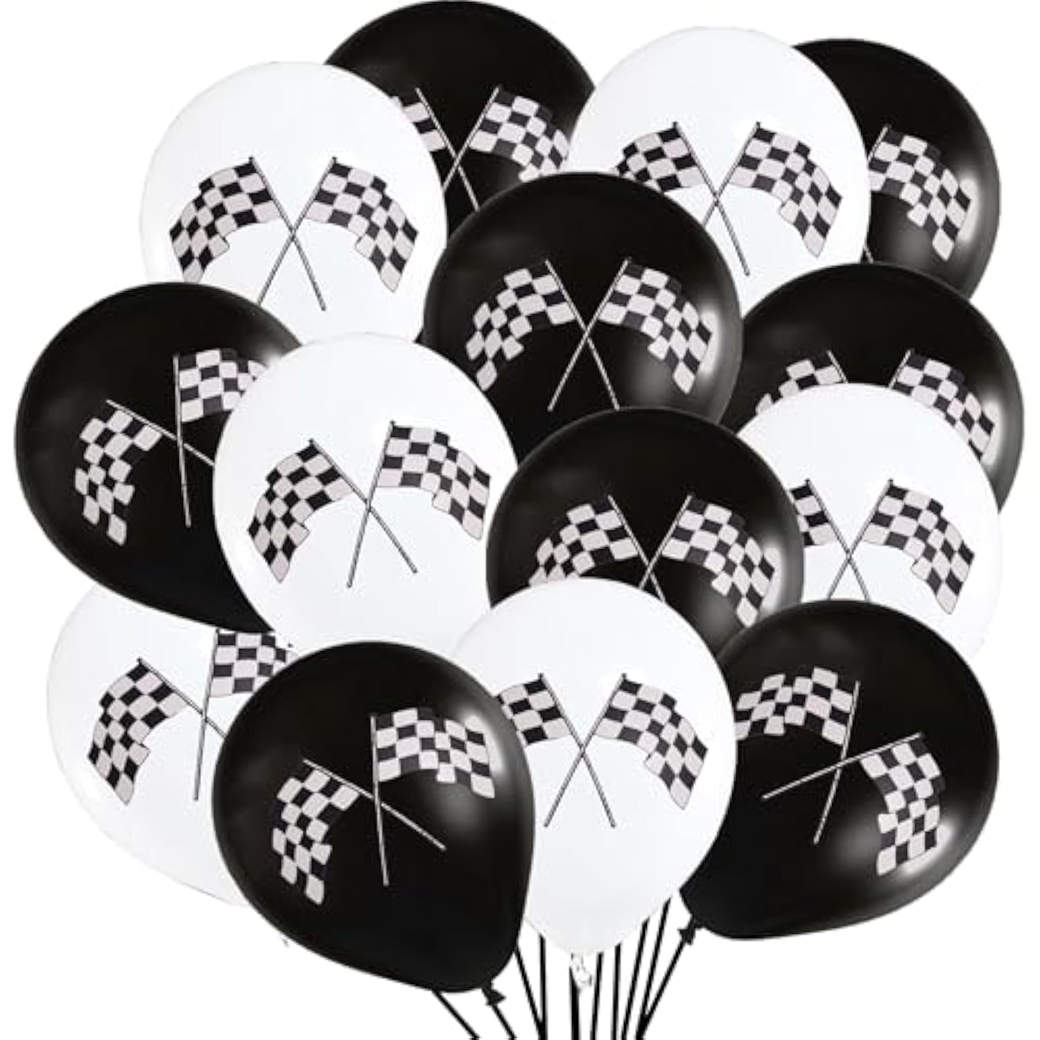 50 Checkered Racing Car Flag Party Balloons - Racing Car/Dirt Bike/Motocross Themed Party Decorations Supplies Black White Checkered Balloon