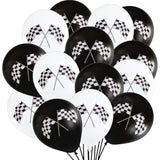 50 Checkered Racing Car Flag Party Balloons - Racing Car/Dirt Bike/Motocross Themed Party Decorations Supplies Black White Checkered Balloon