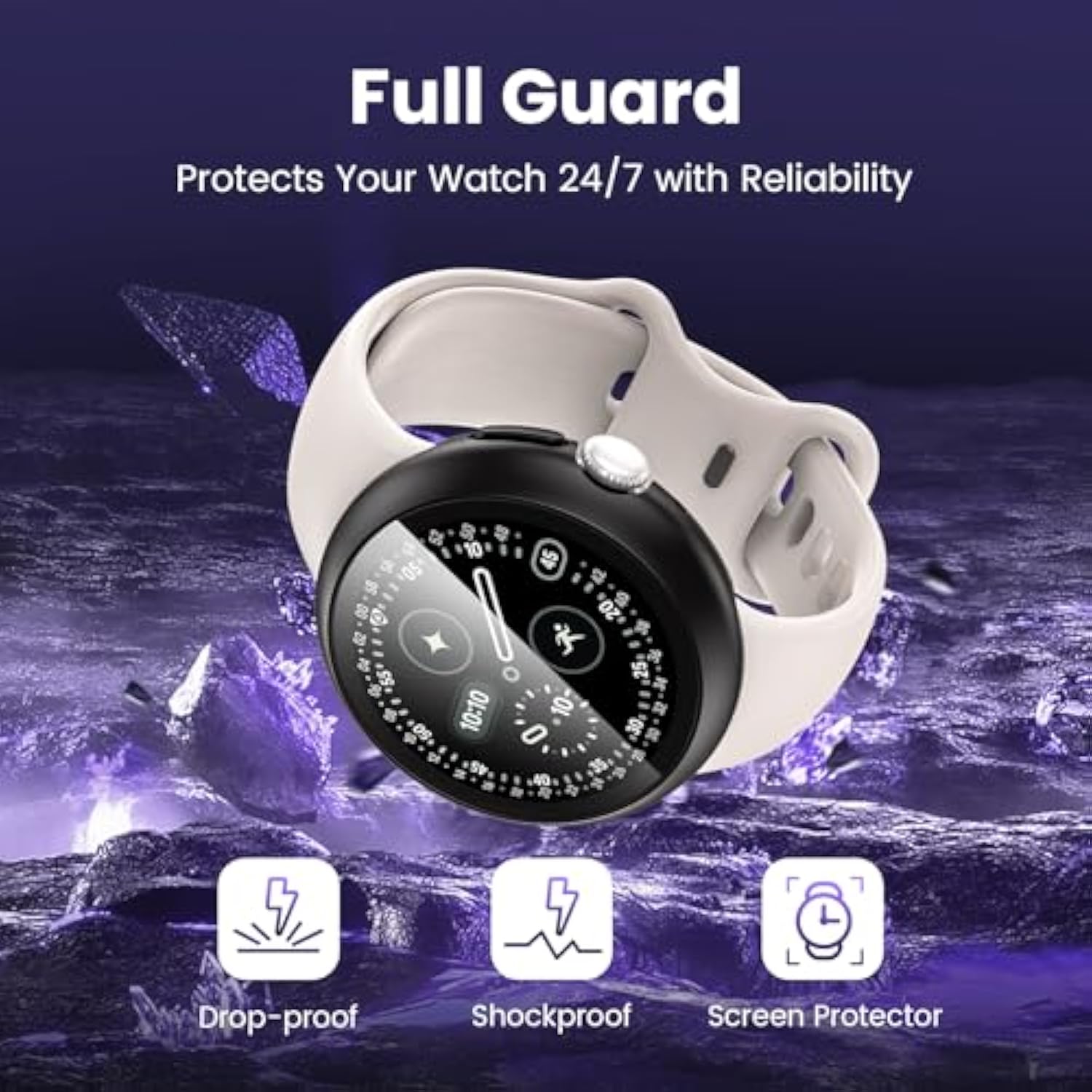 [2 Pack For Google Pixel Watch 4 45Mm (2025) Case With Built-In High Sensitive Screen Protector, Hard Pc Slim Face Cover Shockproof Protective Bumper For Google Pixel Watch