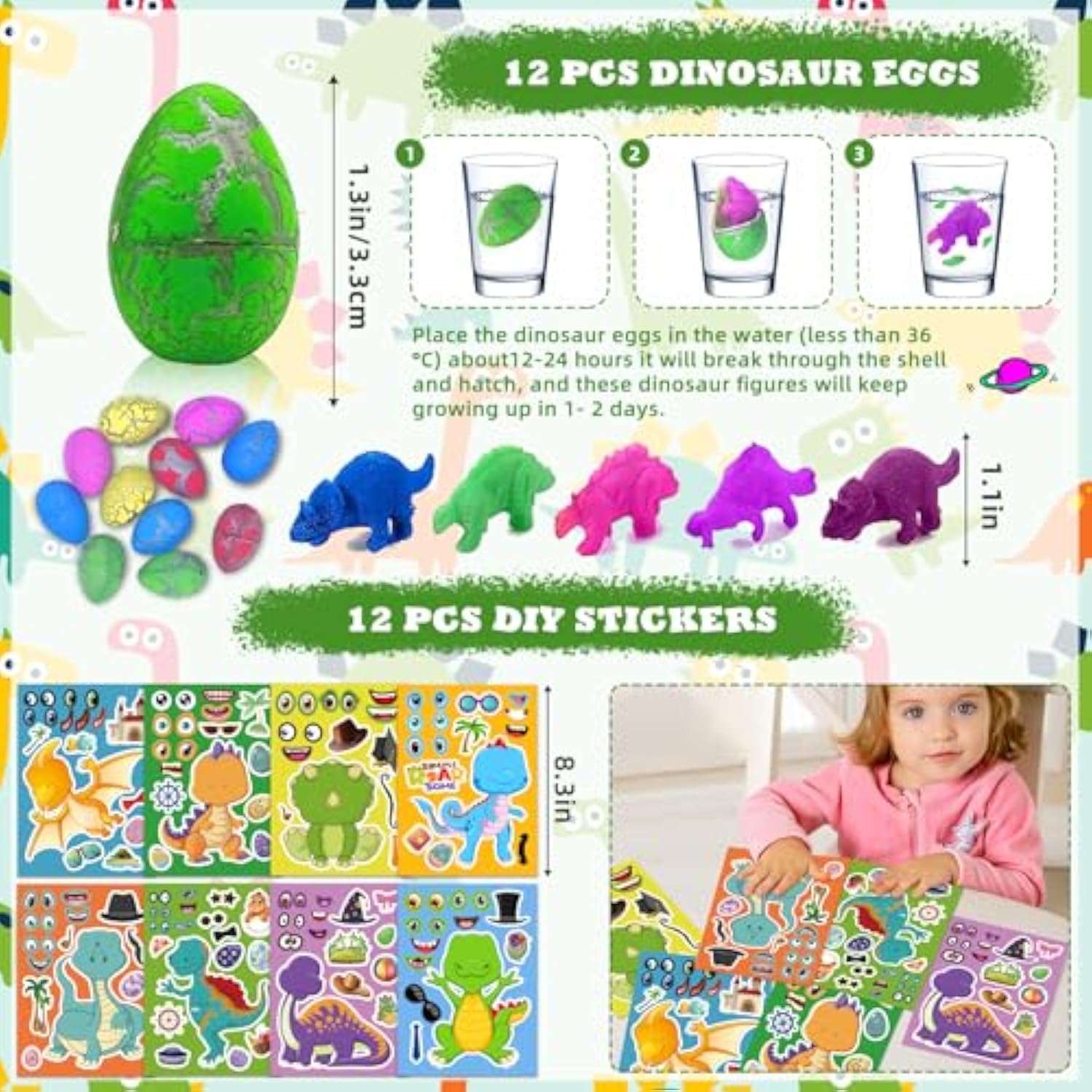 168Pcs Dinosaur Birthday Party Favors, Dino Party Favors Include Masks Bubble Stamps Hatching Eggs Bags Craft Bookmarks Diy Stickers Slap Bracelets For Dinosaur Birthday Party Decorations Supplies