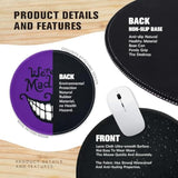 Funny Home Office Decor Round Mouse Pad? We'Re All Mad Here Mouse Pad?8.7 Inch Stitched Edge Non-Slip Rubber Base?Home Office Decor Desk Accessories,For Coworker Friend Sister Work Gifts