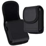 Case-Compatible Pouch for Motorola RAZR and Samsung Z Flip Series, Nakedcellphone Vegan Leather Holster Holder [Belt Loop, Metal Clip, Magnetic Closure] for Moto RAZR+ Ultra/Plus 2025/2024/2023, Black