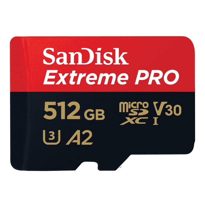 512GB Extreme PRO microSDXC, 200MB/s, A2, V30, U3, C10, Adapter, RescuePRO