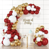 Red And Gold Balloons Garland Kit 99 Count - Balloons With Gold Confetti Balloons, Crimson And Gold Party Decorations For Wedding Anniversary, Valentines Day Party Decorations