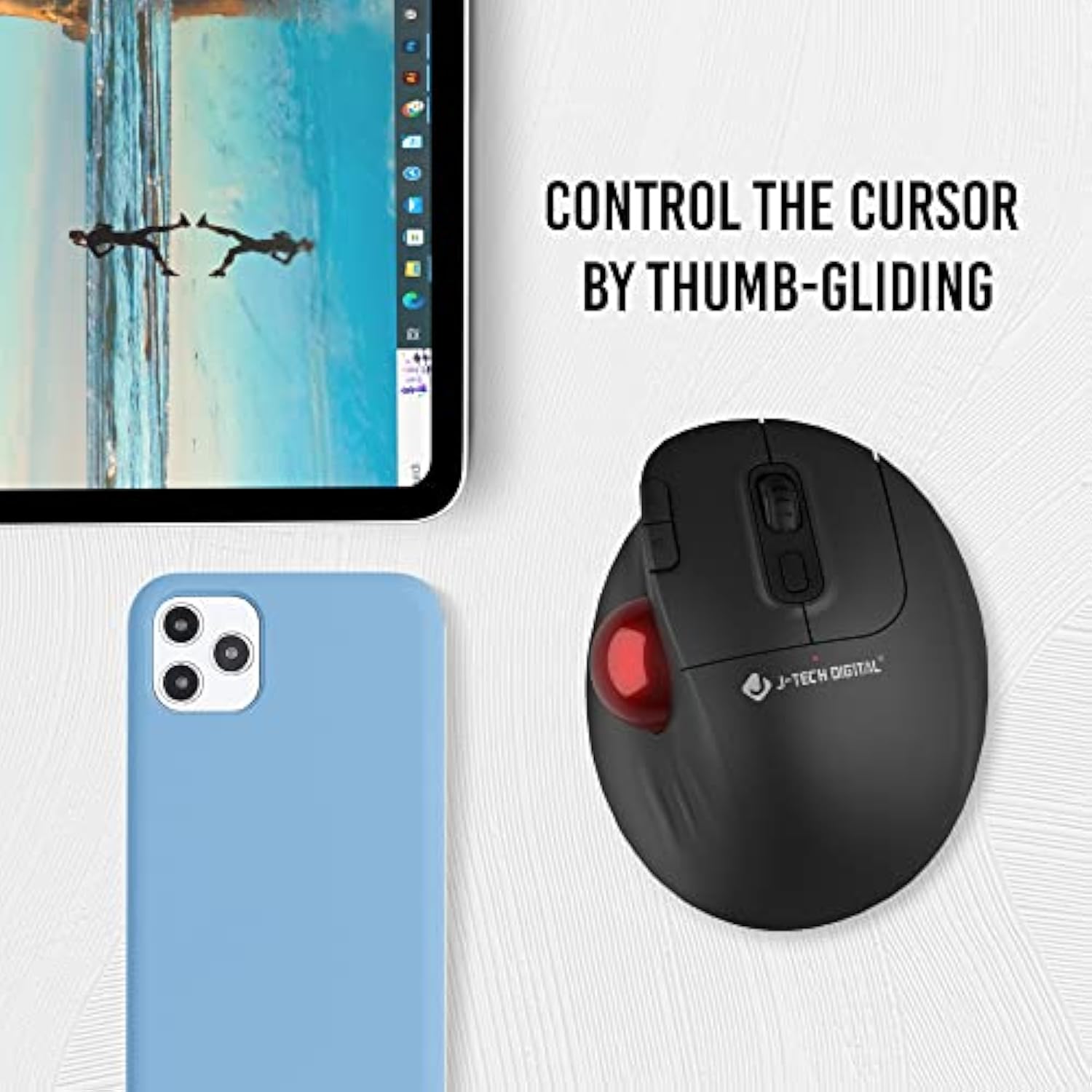 Wireless Trackball Ergonomic Mouse W/Free & Easy Thumb Control | Dpi Adjustment, Precision Tracking, Multi-System Compatibility With Pc, Laptop, Windows, Mac [V728]