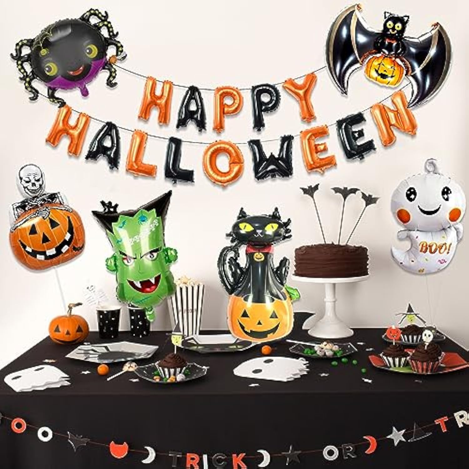 Happy Halloween Foil Balloons Spider Bat Cat Ghost Pumpkin Skull Mylar Party Decor
