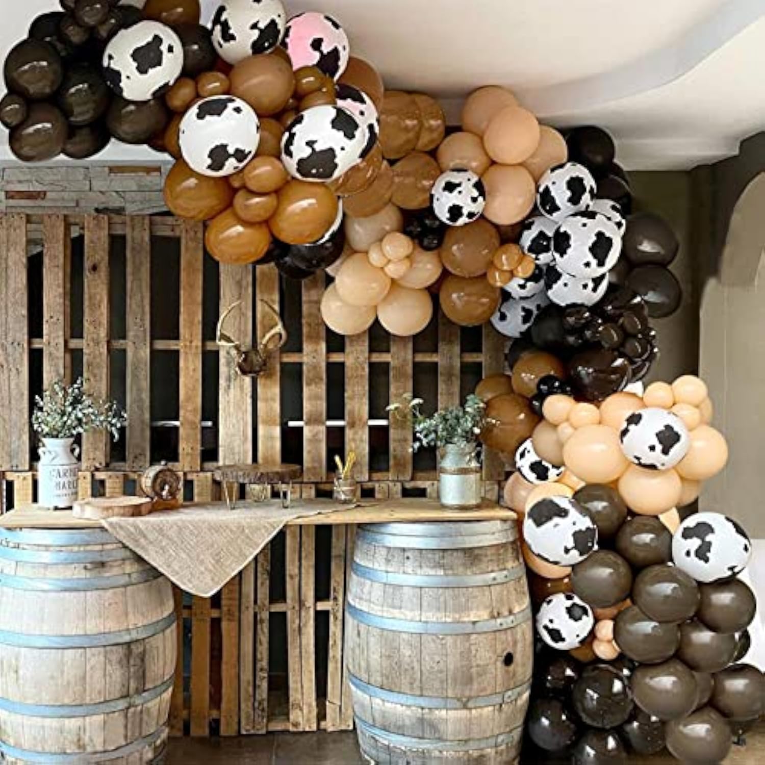 Cow Balloon Garland Arch Kit-150Pcs Brown Apricot Cocoa Cow Pattern Ba