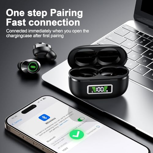 Wireless Earbuds, Bluetooth 5.4 Headphones in Ear with Mic HiFi Stereo Noise Reduction, Wireless Earphones IP7 Waterproof Touch Control LED Display