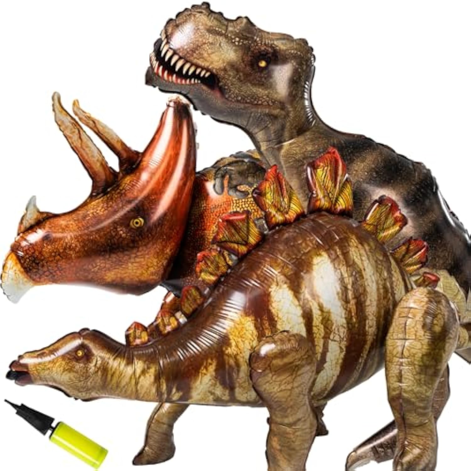 3 Pcs 52" Inflatable Dinosaur Balloon-Dinosaur Party Decorations Birthday Party Supplies-Tyrannosaurus&Triceratops&Stegosaurus-Party Favors,Halloween,Christmas Gift For Kids And Adults