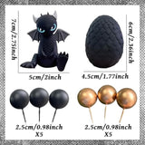 Black Dragon Cake Topper Dragon Eggs Cake Decor Gold Black Balls Cake Decor For Fantasy Baby Shower Birthday Wedding Party Supplies