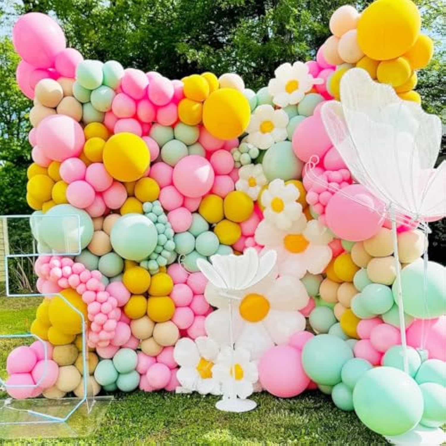 Pastel Daisy Balloon Garland Arch Kit,180Pcs Flower Balloon Arch Kit With Pastel Daisy Balloons For Daisy Theme Birthday Baby Shower Wedding Groovy Party Decorations For Girl