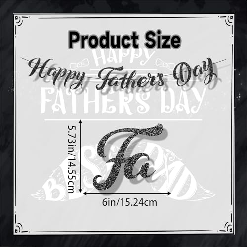 Black Glitter Happy Fathers Day Banner Black Glitter