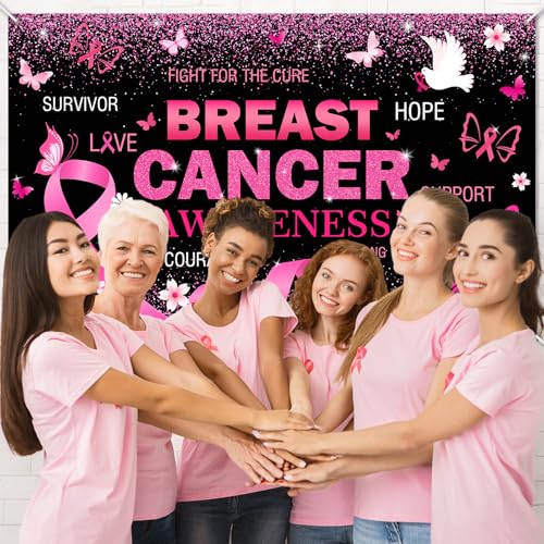 6x3.6ft Black Breast Cancer Awareness Month Backdrop Banner