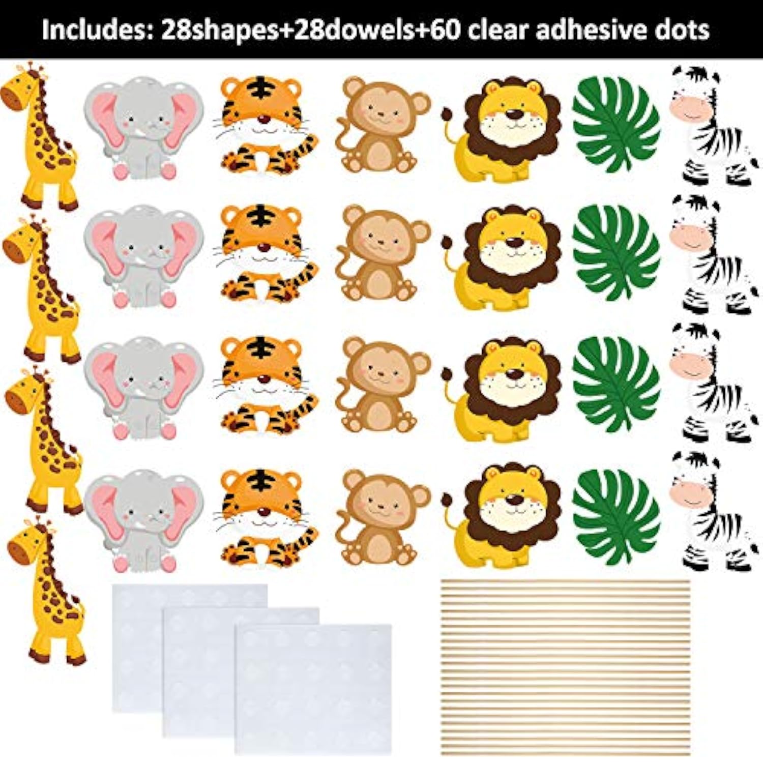 Jungle Animal Party Decorations - Centerpiece Sticks Animals Cutouts F