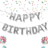 Happy Birthday Balloons Banner - 16 Inch Mylar Foil Balloon Letters & Reusable Silver Balloons Kit - Birthday Decorations & Party Favor Supplies