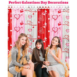 Galentines Decorations Foil Fringe Curtains For Party, 2 Pack 3.3 X 6.6 Ft Galentines Day Decorations Red Pink Silver Tinsel Streamer, Galentines Backdrop Heart Decorations For Birthday Wedding