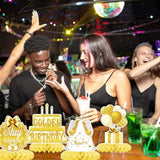 Golden Birthday Party Decorations, Gold Glitter Stay Golden Honeycomb Centerpieces For Women Men Golden Birthday Party Decorations Supplies Accessories Favors Gift