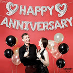 , Silver Happy Anniversary Balloons Letters - Big, 18 Inch | Silver Happy Anniversary Balloon Banner | Silver Heart Balloons, Silver Happy Anniversary Banner For Happy Anniversary Decorations