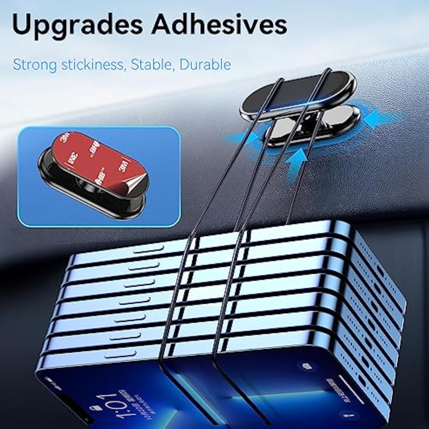 ?2-Pack?Magnetic Phone Holder For Car, [ Super Strong Magnet ] [ With 4 Metal Plate ] Cell Phone Carmount For Iphone Magnetic [ 360° Rotation ] Universal Dashboard Adhesive Car Magnetic Phone Mount