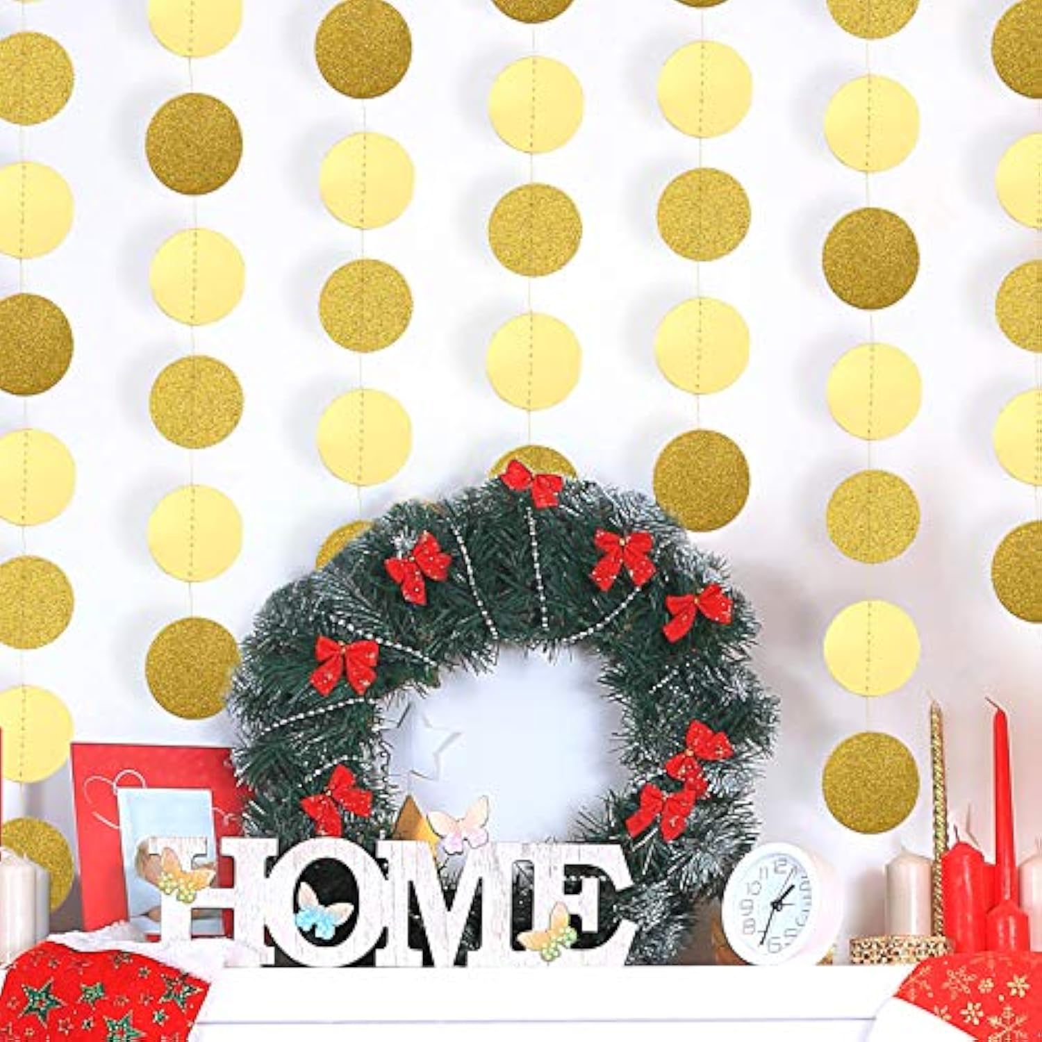 10 Pcs 131 Ft Glitter Paper Circle Dots Circle Garlands Coin Garland H