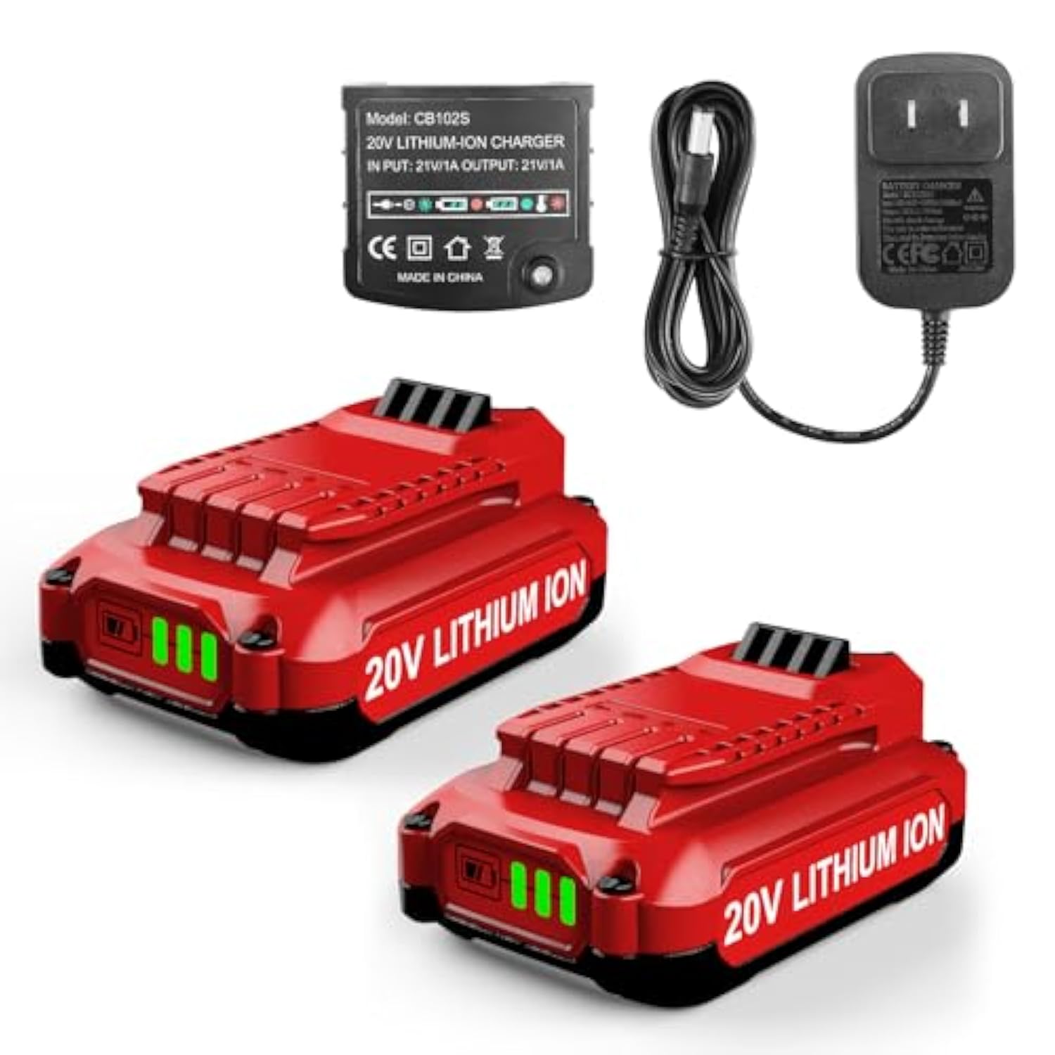 2Pack 20V 3.5Ah Replacement V20 Craftsman 20V Lithium Battery And Charger Kit For Cmcb202 Cmcb204 Cmcb206 Cmcb201 Cmcb100 Cmcb124 With Craftsman 20Volt Battery Charger