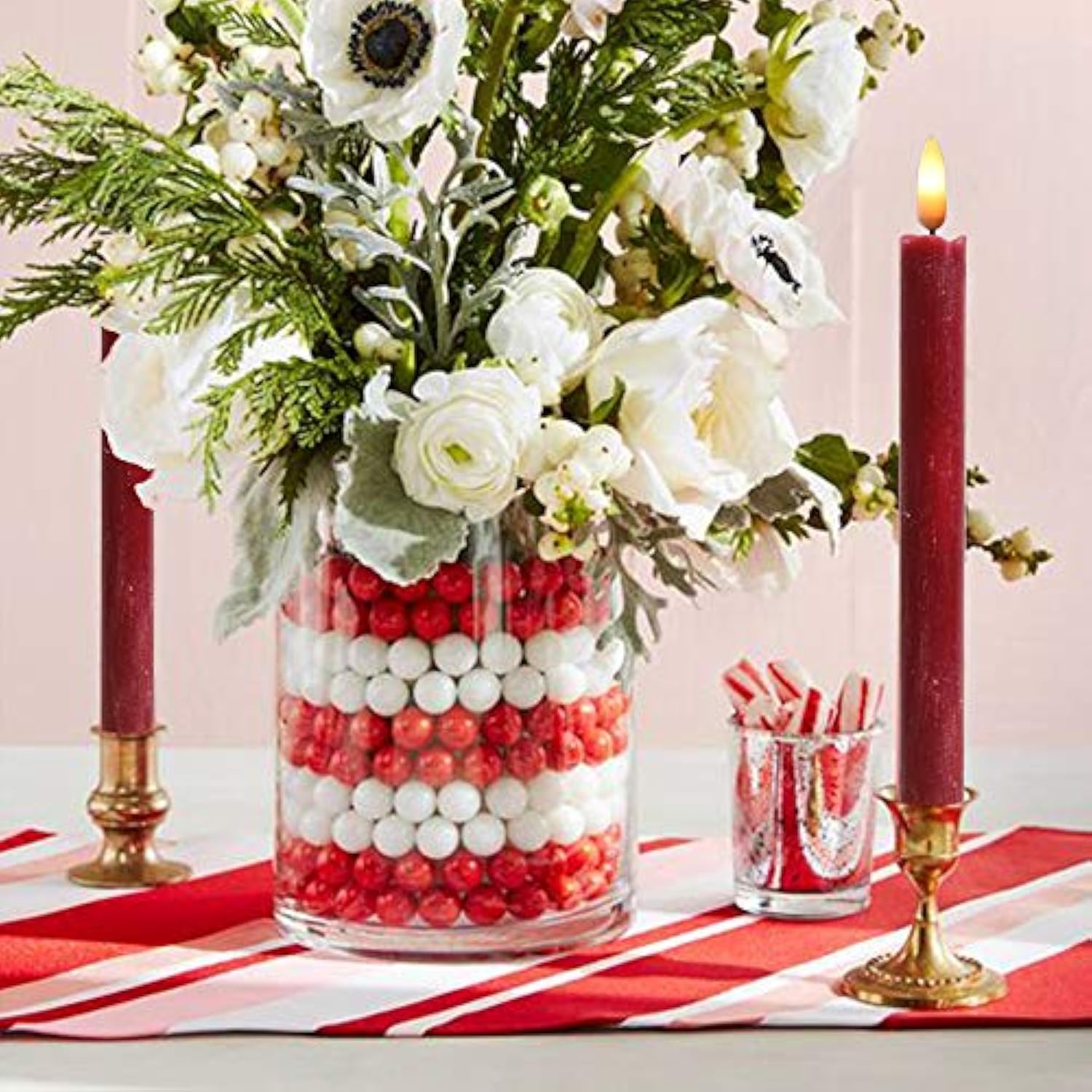 Flameless Taper Candles With Timer, 6 Pack Battery Operated Led Flickering Real Wax Red Candle For Christmas Wedding Dinner Decorations