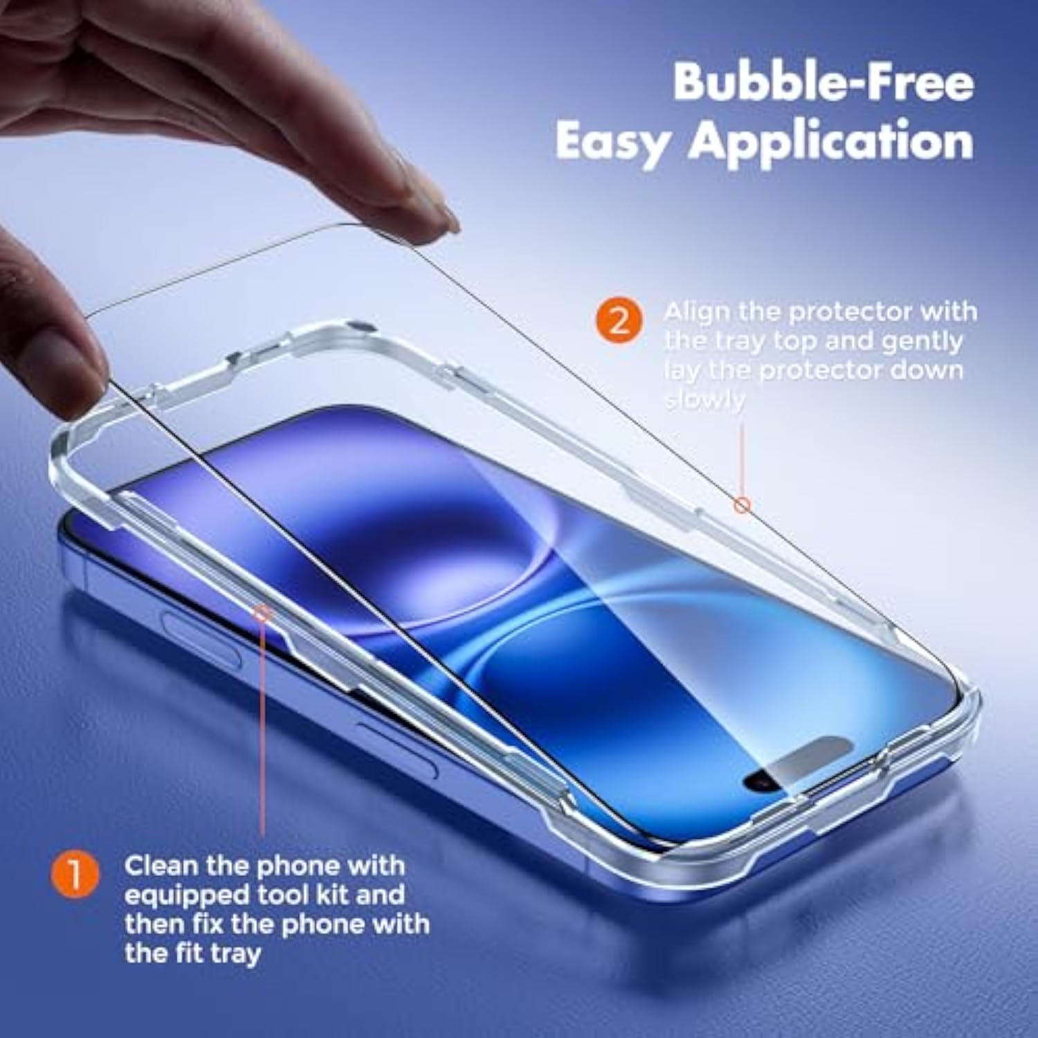 3-Pack Screen Protector For Iphone 16/15, Shatterproof Tempered Glass [Easy Installation Frame] [99.99% Hd Clear] [Case Friendly] [9H Hardness] [Full Coverage] For Apple 6.1 Inch