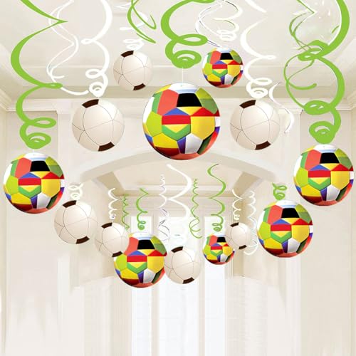 30CT Soccer Hanging Swirl for Soccer Party Supplies Theme Birthday Party Decorations