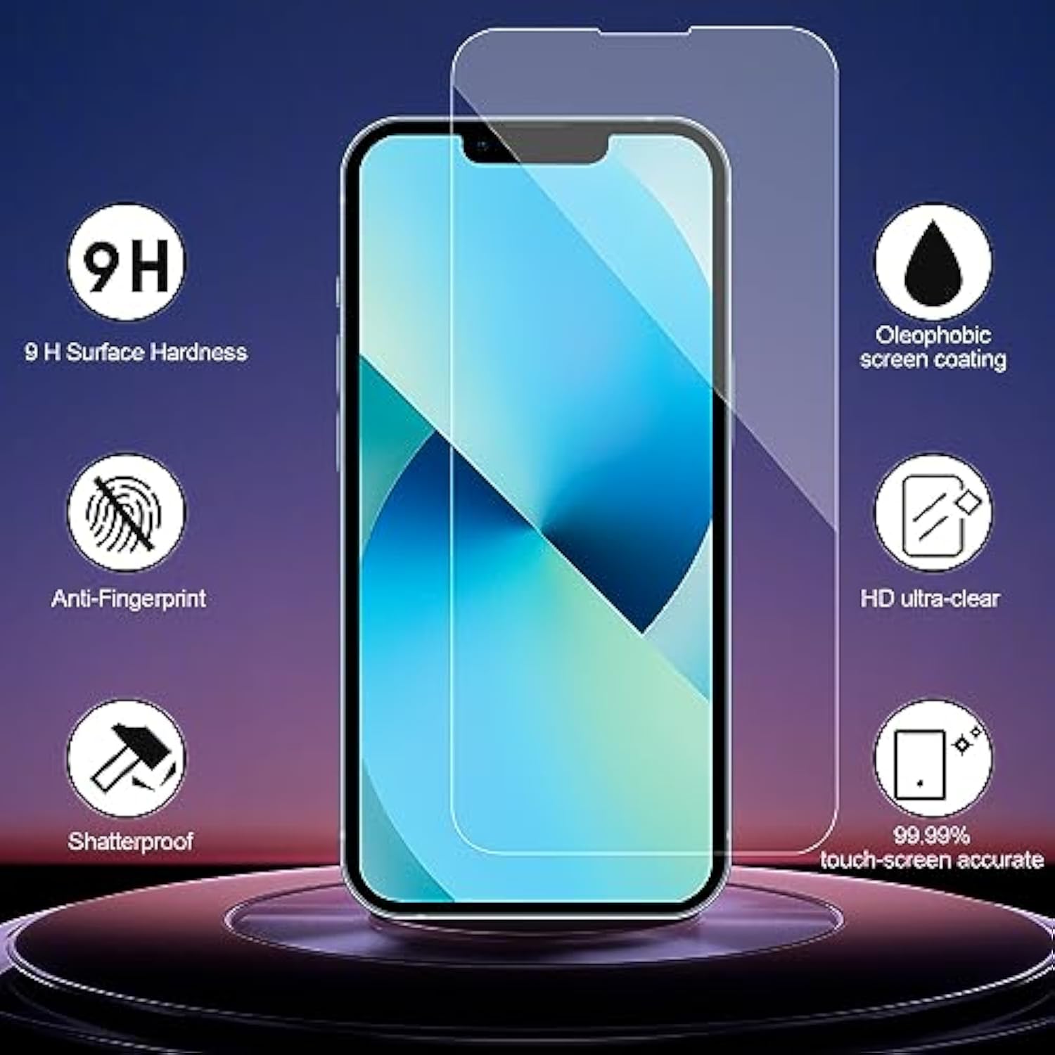 [3+3 Pack Glass Screen Protector For Iphone 13 With Camera Lens Protector, 6.1 Inch Hd Clear Tempered Glass Film For Iphone 13, Anti-Scratch, Bubble Free, Case-Friendly