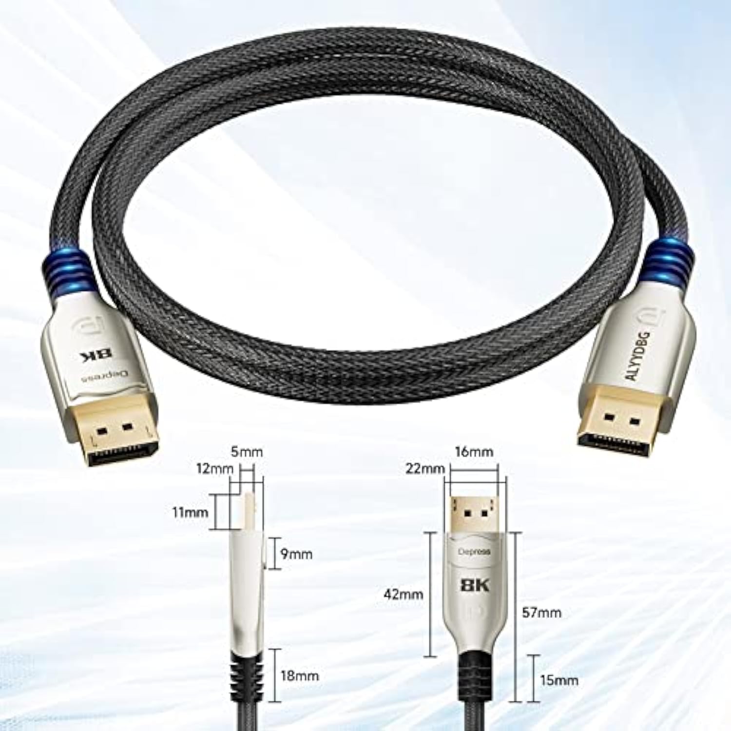 Displayport 1.4 Cable 10Ft, 32.4 Gbps Displayport Cable 1.4 Support [8K@60Hz,
