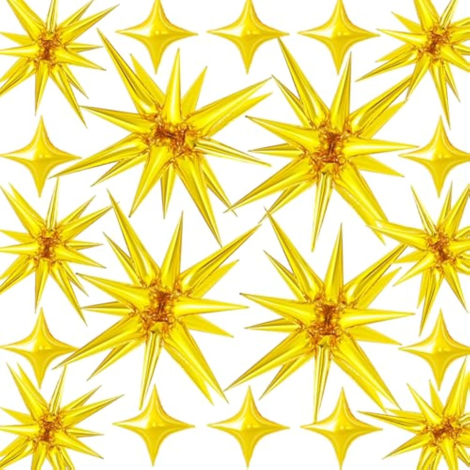20 Pcs 27"22" Explosion Star Foil Balloons - 12 Point And Four Pointed Gold Spike Balloons For Party Supplies, Christmas, Birthday, Wedding, Photo Booth (Gold)