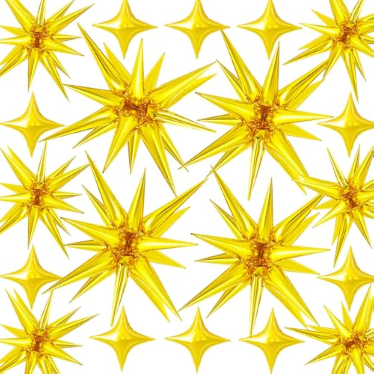 20 Pcs 27"22" Explosion Star Foil Balloons - 12 Point And Four Pointed Gold Spike Balloons For Party Supplies, Christmas, Birthday, Wedding, Photo Booth (Gold)