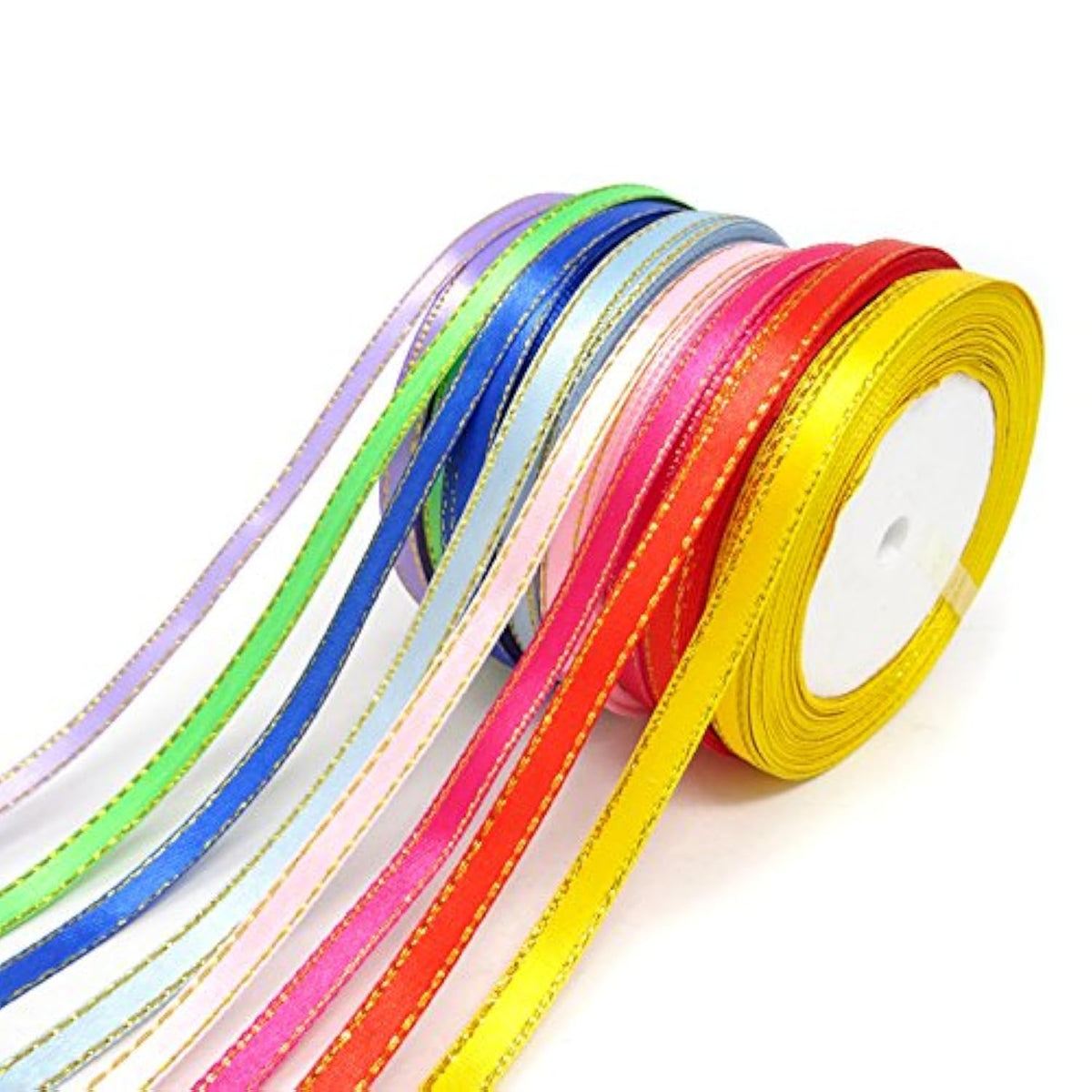 8 Rolls 1/4 Inch 25 Yard/Roll Double Faced Satin Ribbons Fabric Ribbon