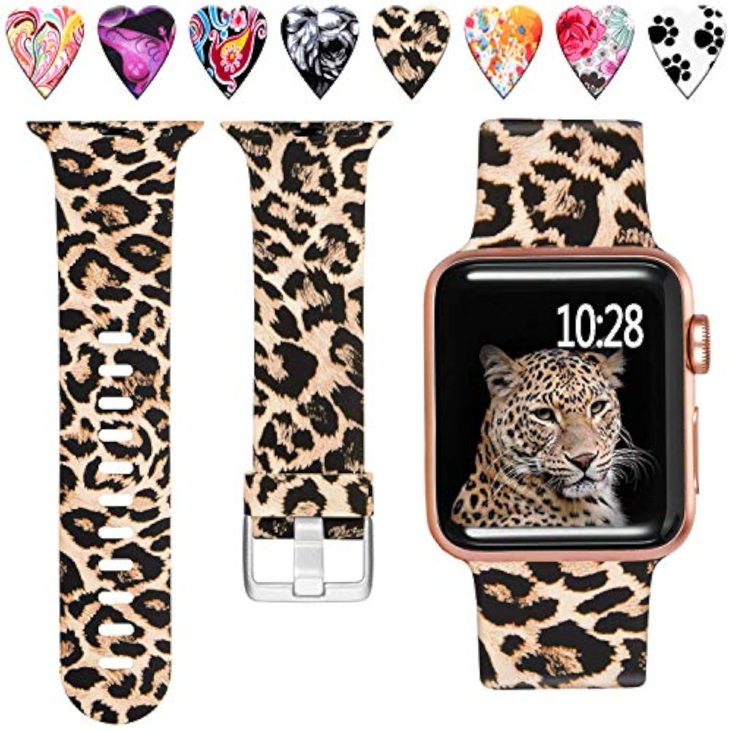 Soft Silicone Apple Watch Bands 38-42mm Fadeless Leopard Print