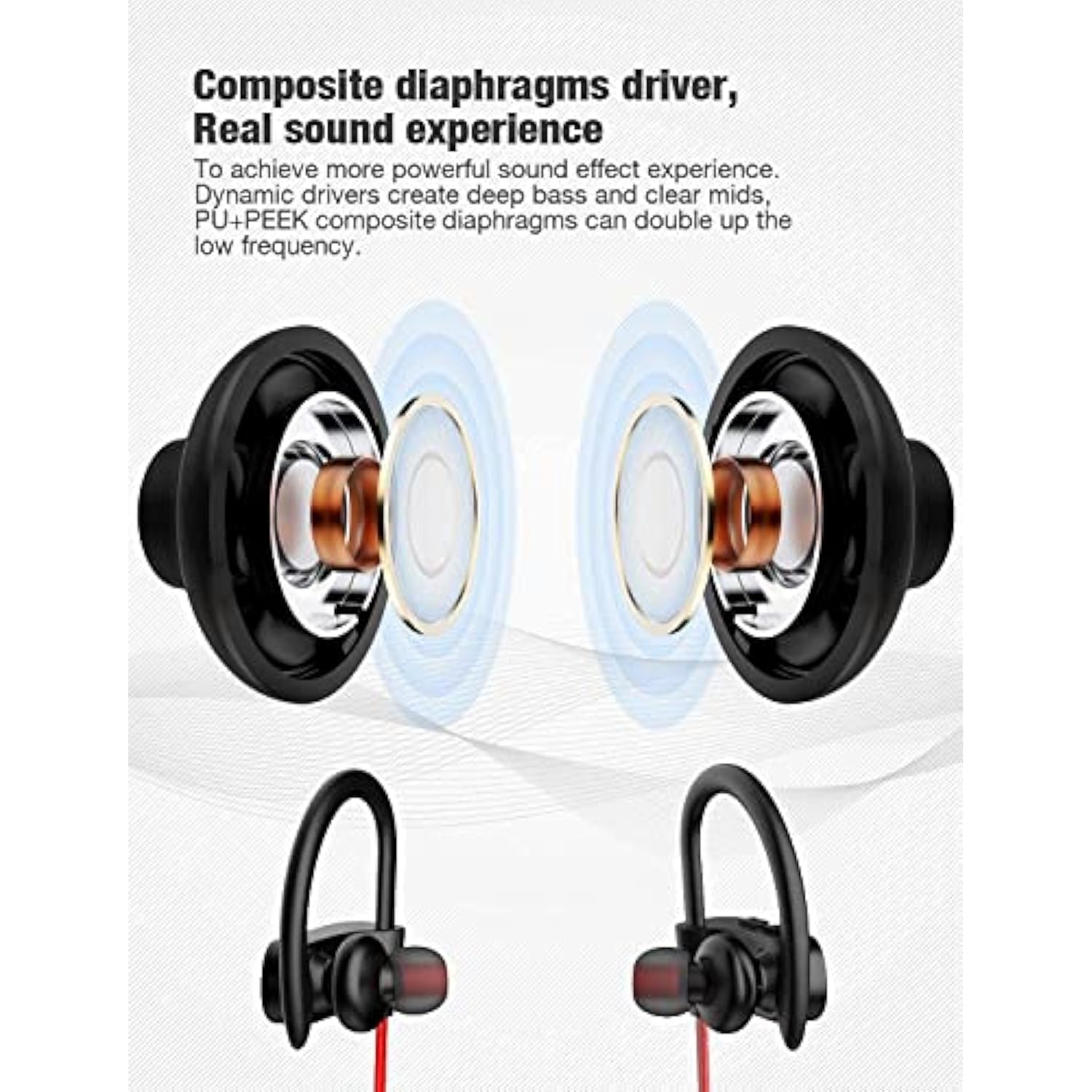 Otium Bluetooth Headphones, Wireless Earbuds Ipx7 Waterproof Sports Earphones With Mic Hd Stereo Sweatproof In-Ear Earbuds Gym Running Workout 15 Hour Battery Sound Isolation Headsets