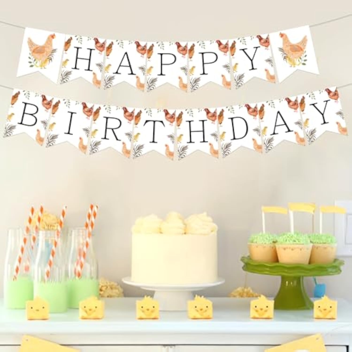 Barnyard Farm Animal Birthday Banner - Hen & Chick Themed Decor For Boys & Girls 1St-3Rd Birthdays