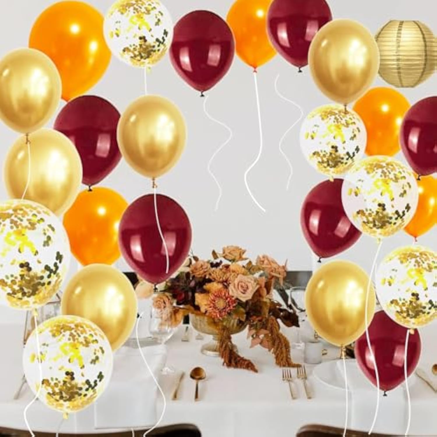 Fall Balloon Arch Kit 40PCS Burgundy Gold Orange Maroon Balloons for Birthday Wedding Party