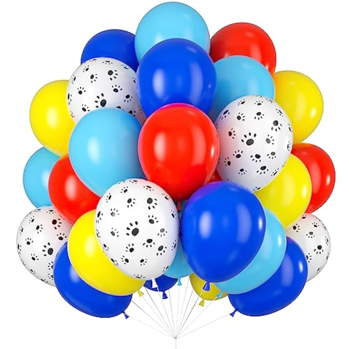60pcs Paw Print Balloons Red Yellow Blue for Puppy Theme Kids Party Decor