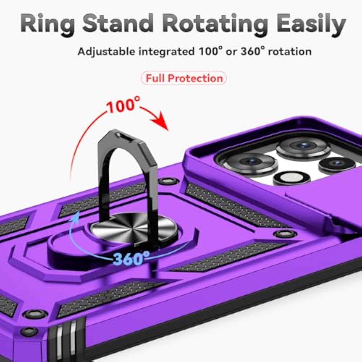For Moto G Power 5G 2025 Case,With Camera Lens Cover Hd Screen Protector,[Military Grade] Car Mount Kickstand Shockproof Protective Case For Motorola G Power 5G 2025, Purple