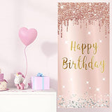 Pink Rose Gold Happy Birthday Door Banner Decorations, Happy Birthday Door Cover Backdrop Party Supplies For Women, Large 16Th 21St 30Th 40Th 50Th Birthday Poster Sign Decor