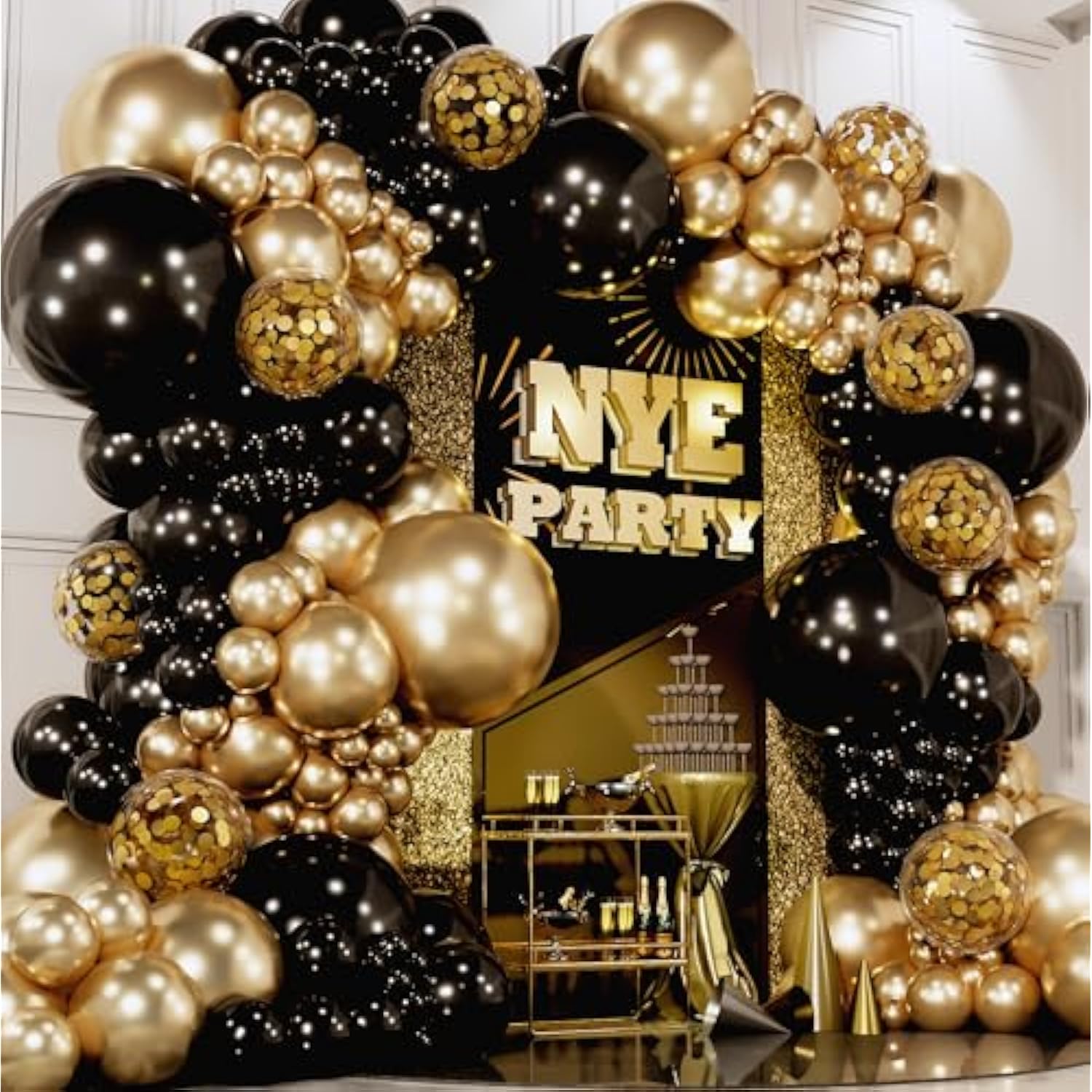 120Pcs – Black And Gold Balloon Garland Kit & Arch – Black Gold Balloo
