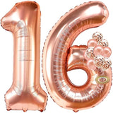 , Rose Gold Sweet 16 Party Decorations - 40 Inch | Rose Gold Sweet 16 Balloons | 16 Rose Gold Balloons Numbers, Confetti Balloons | Birthday Decorations For Girls | Anniversary Decorations